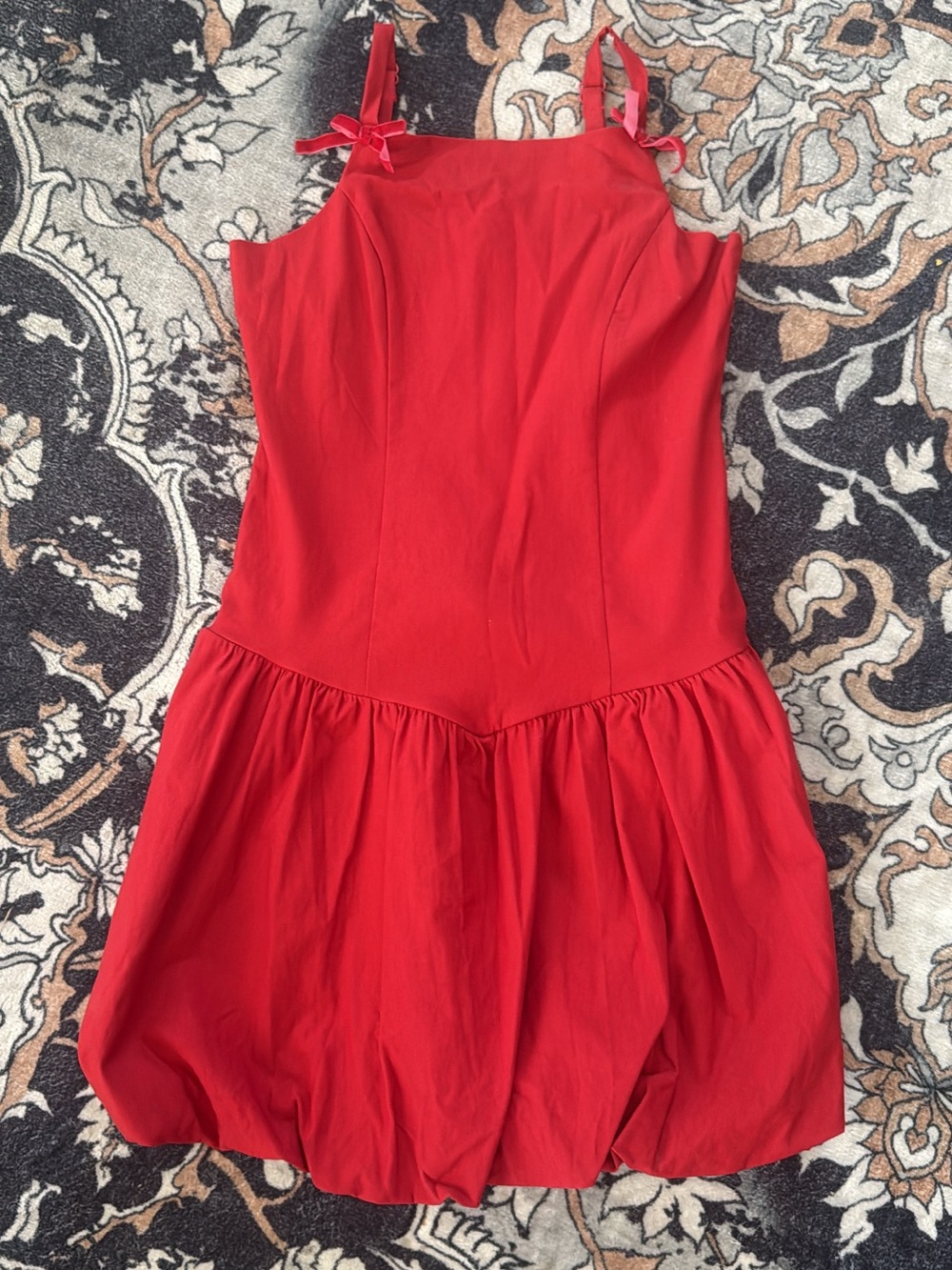 art class Red Tie-Shoulder Bubble Hem Dress